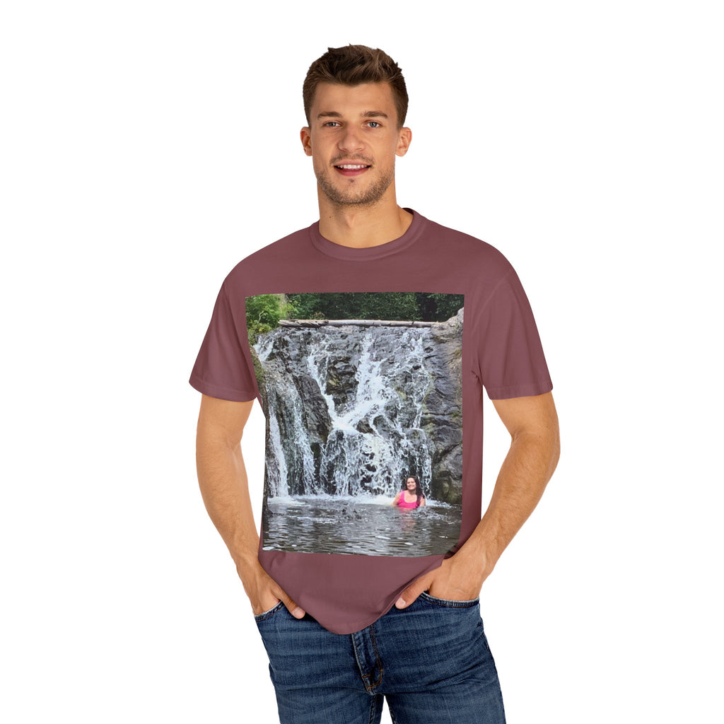 Nature-Inspired Unisex T-Shirt, Waterfall Tee, Outdoor Adventure Shirt, Casual Summer Top, Eco-Friendly Gift