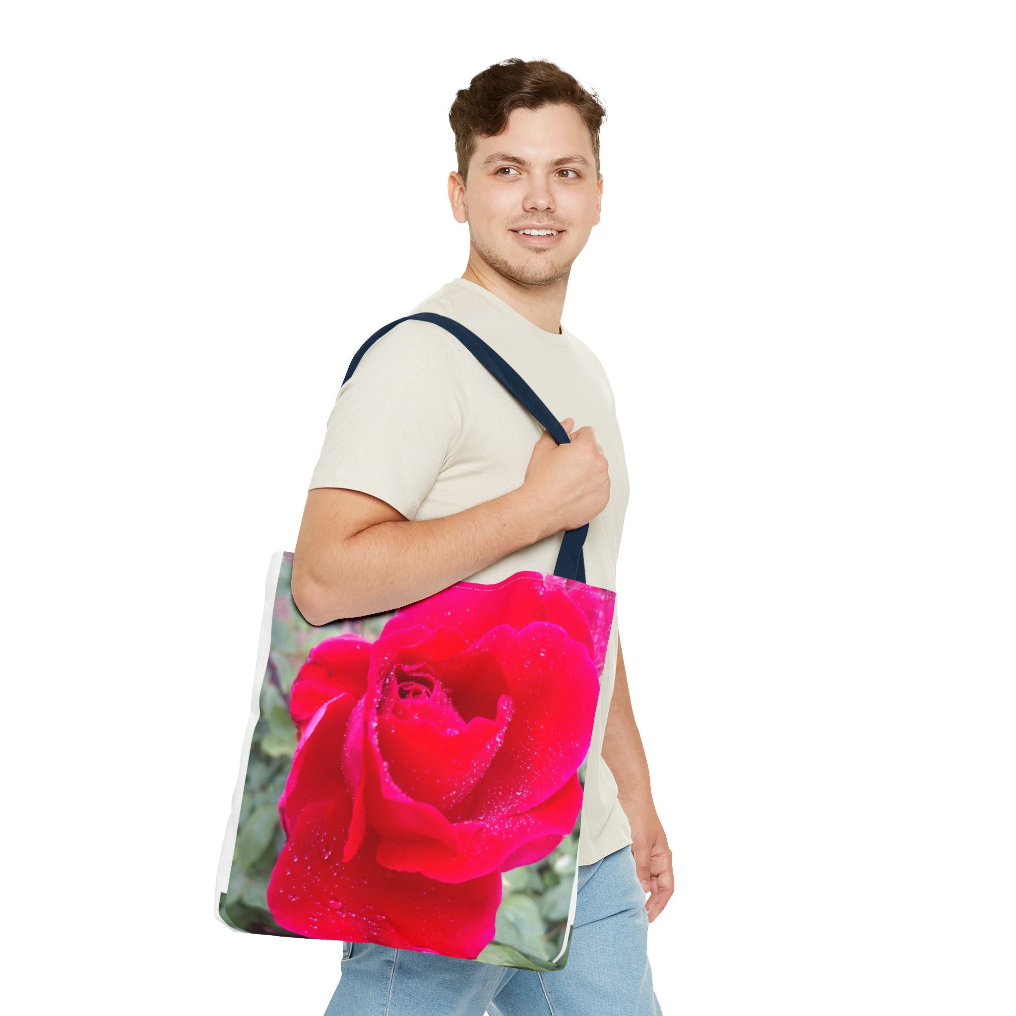 Vibrant Floral Tote Bag - Eco-Friendly Canvas, Perfect for Shopping, Beach Days, or Gift Giving - Rose Design
