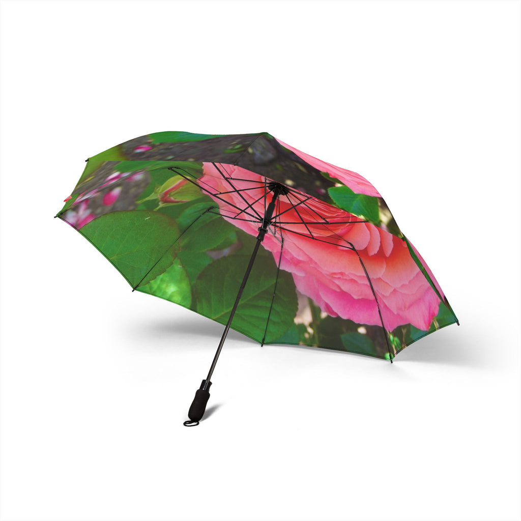 Charming Floral Umbrella, Semi-Automatic Rain Gear, Unique Gift for Her, Spring and Summer Essential, Flower Print Folding Umbrella