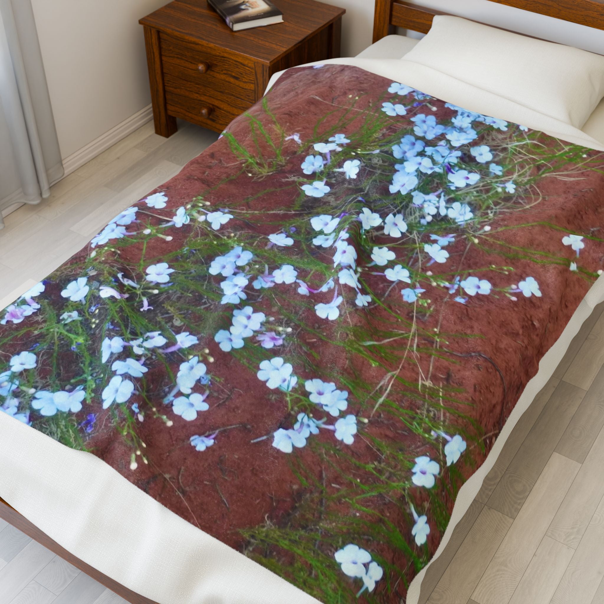 Floral Velveteen Plush Blanket | Cozy Home Décor, Perfect Gift for Holidays, Soft Throw for Bedrooms, Rustic Cottage Style