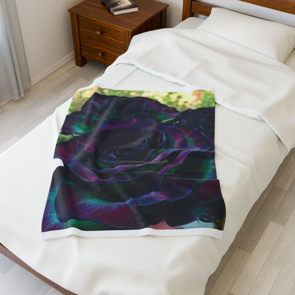 Elegant Rose Velveteen Plush Blanket | Cozy Decorative Throw, Gift for Her, Home Decor, Wedding Present, Soft Floral Blanket