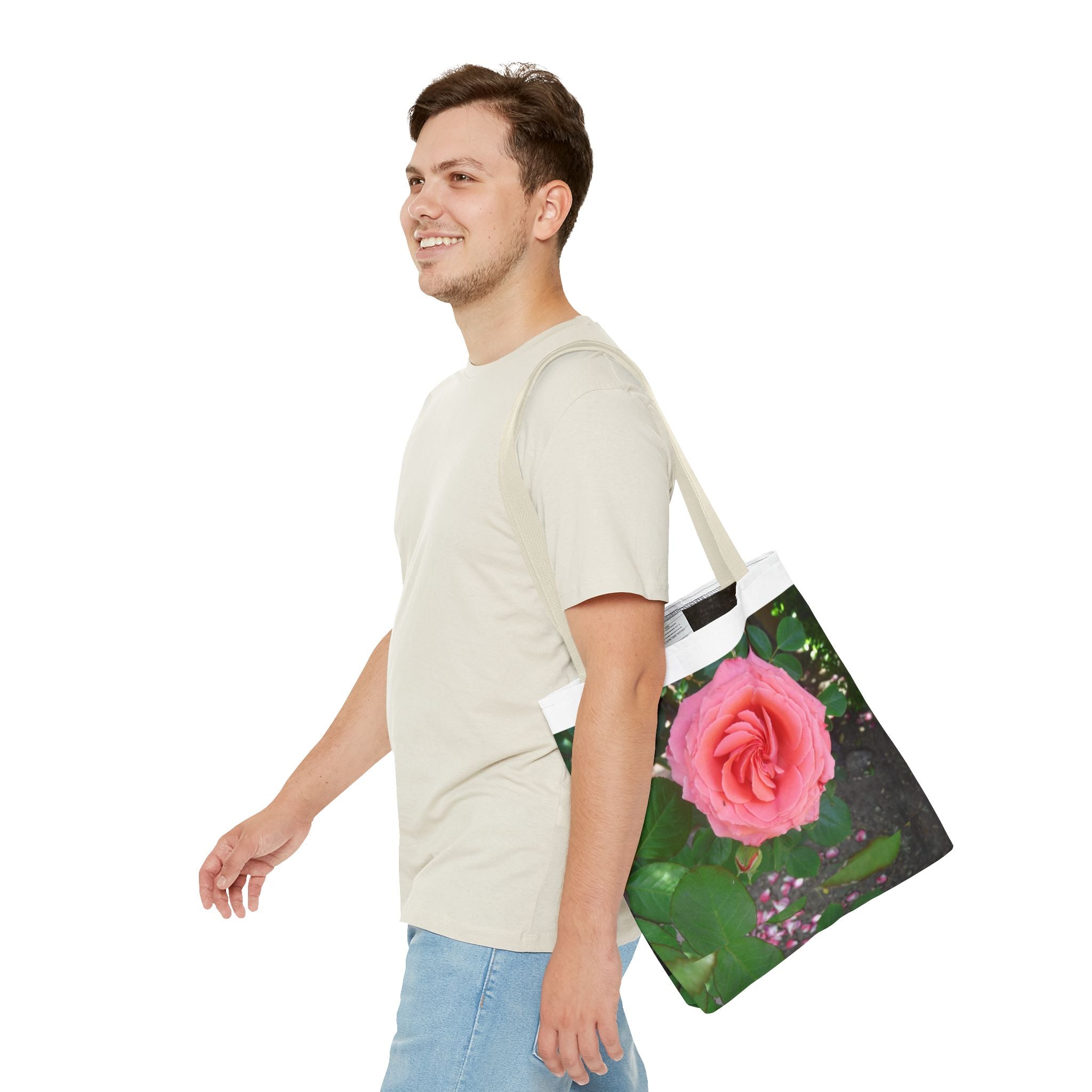 Floral Rose Tote Bag, Stylish Shopping Bag, Eco-Friendly Tote, Gift for Her, Summer Outing Accessory