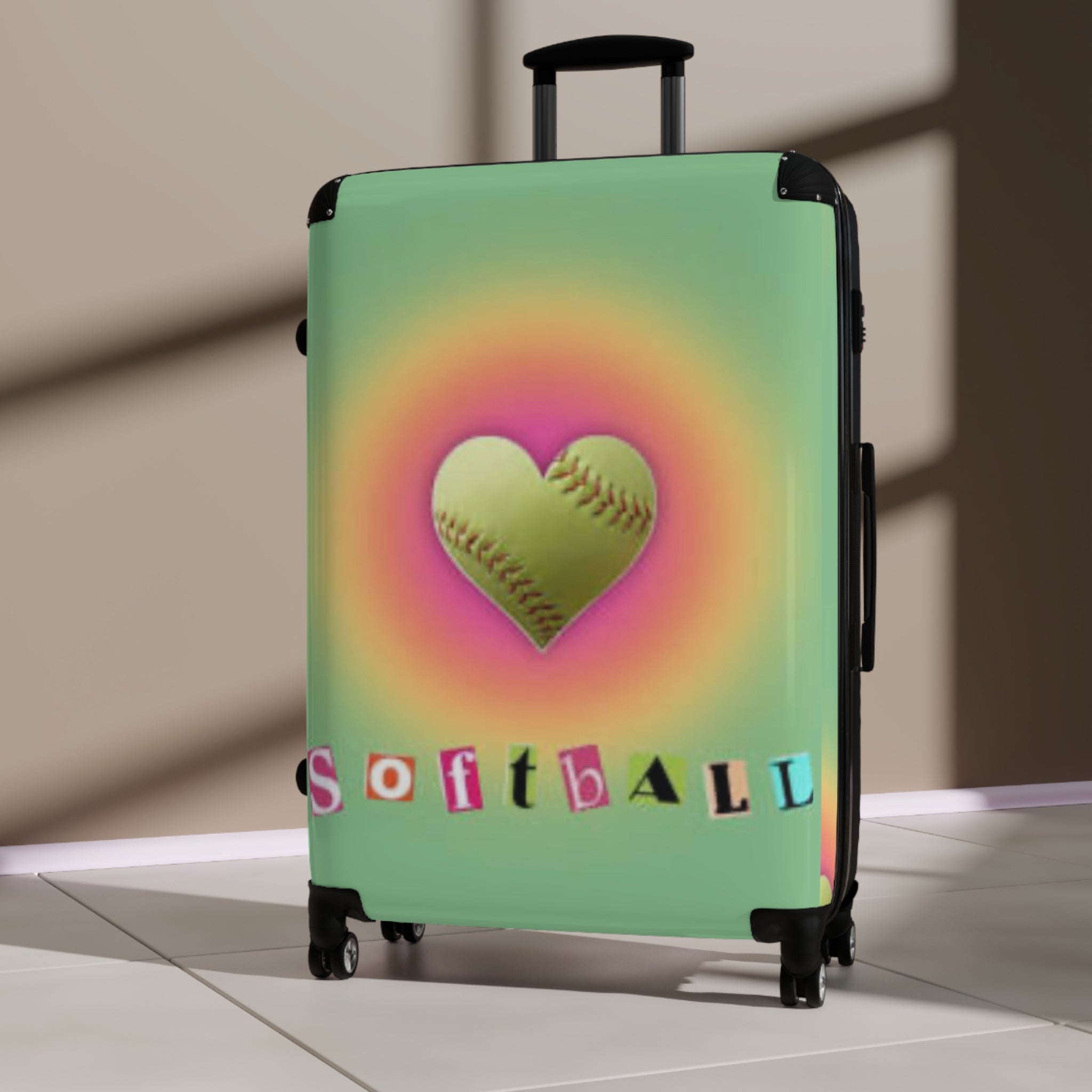 Heart Baseball Design Suitcase, Travel Luggage, Sports Gear, Unique Gift for Players, Softball Lover Travel Case