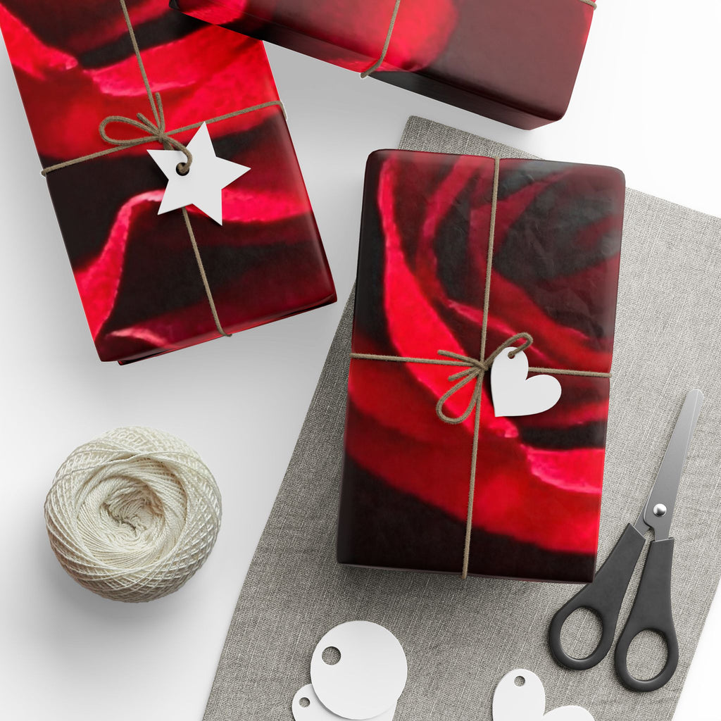 Elegant Floral Wrapping Paper Roll | Birthday, Wedding, Gift Wrap, Celebration, Red Roses