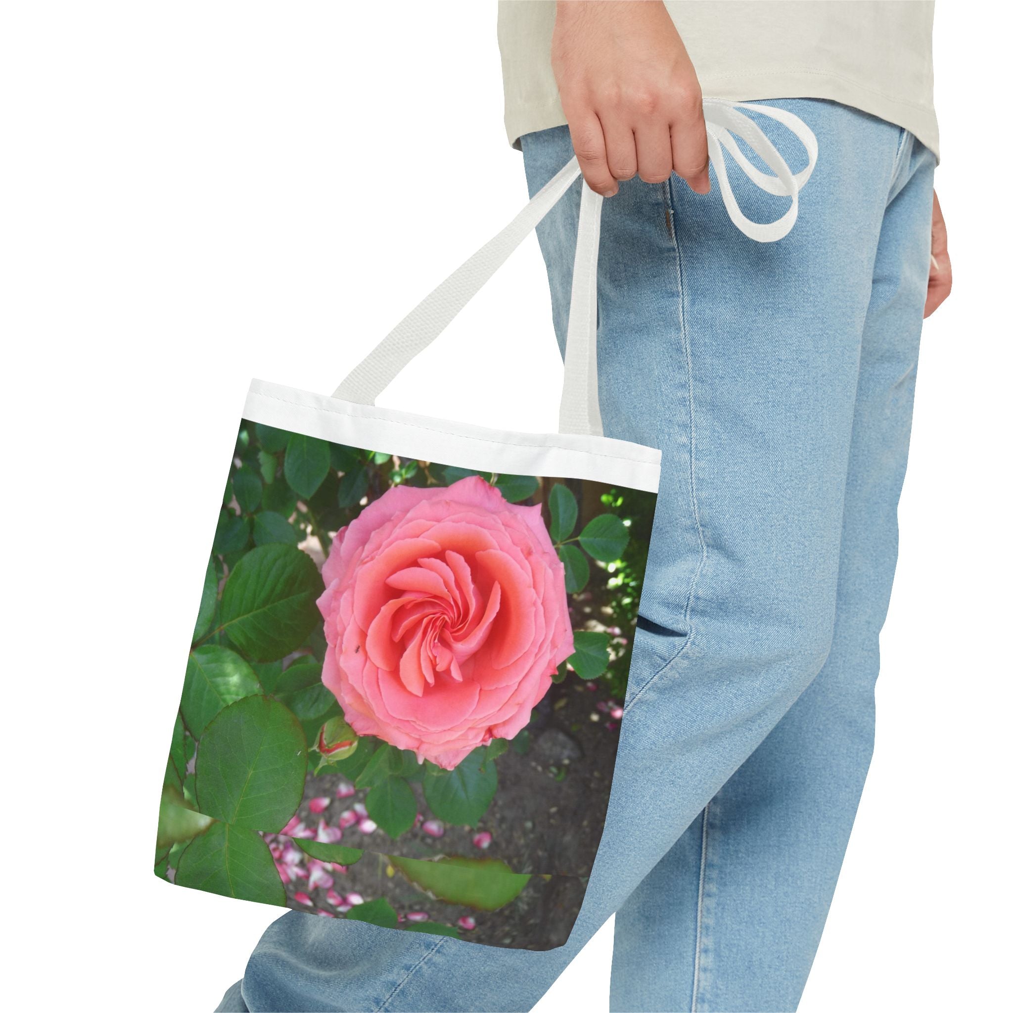 Floral Rose Tote Bag, Stylish Shopping Bag, Eco-Friendly Tote, Gift for Her, Summer Outing Accessory