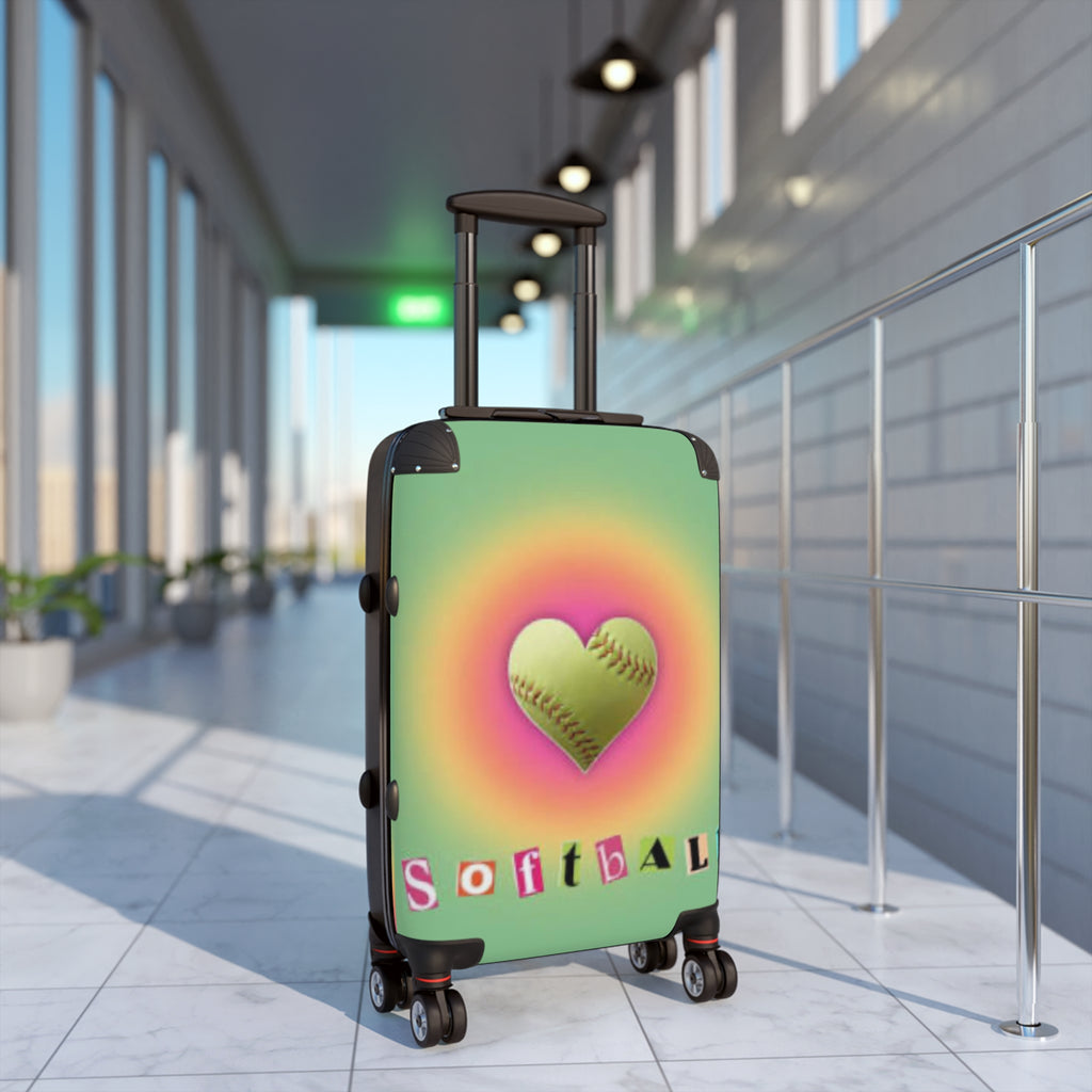 Heart Baseball Design Suitcase, Travel Luggage, Sports Gear, Unique Gift for Players, Softball Lover Travel Case