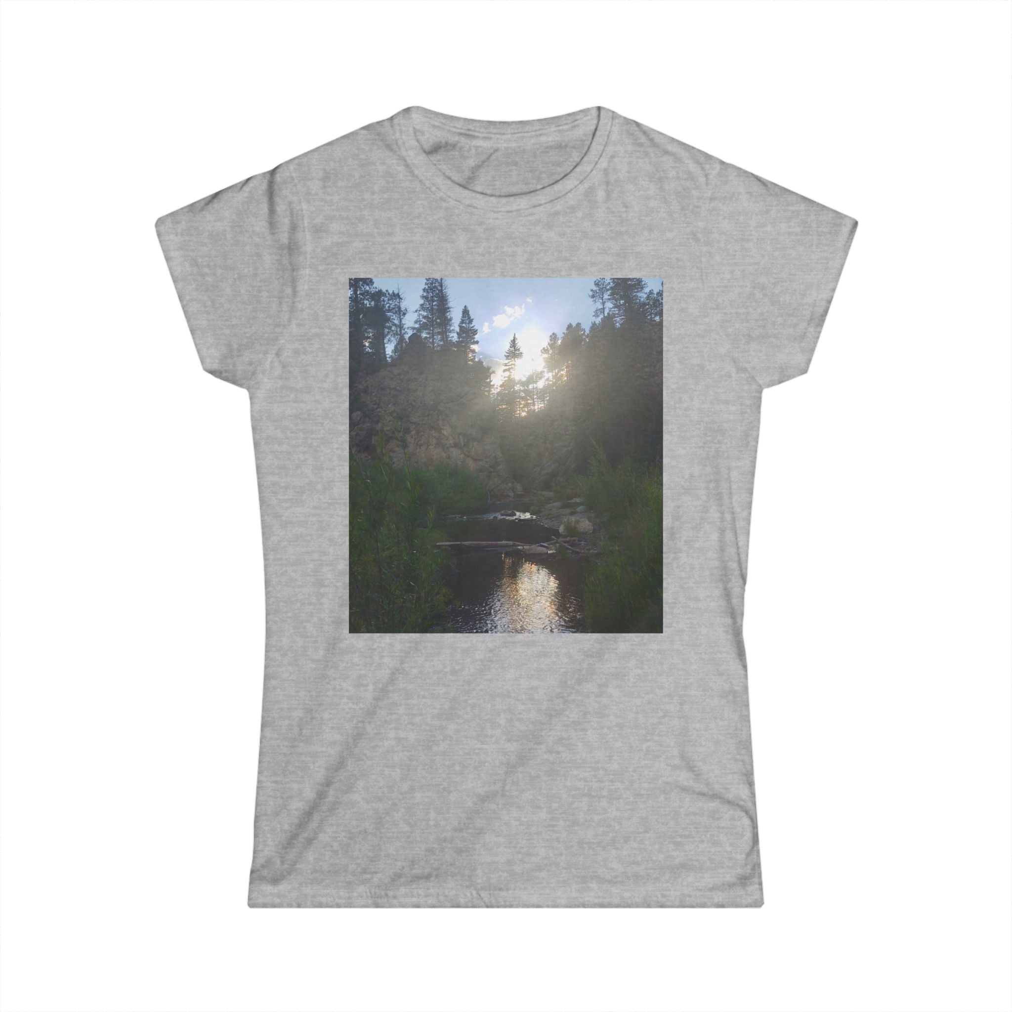 Nature-Inspired Women's Softstyle Tee, Outdoor T-Shirt, Relaxed Fit Top, Gift for Nature Lovers, Hiking Apparel, Casual Wear