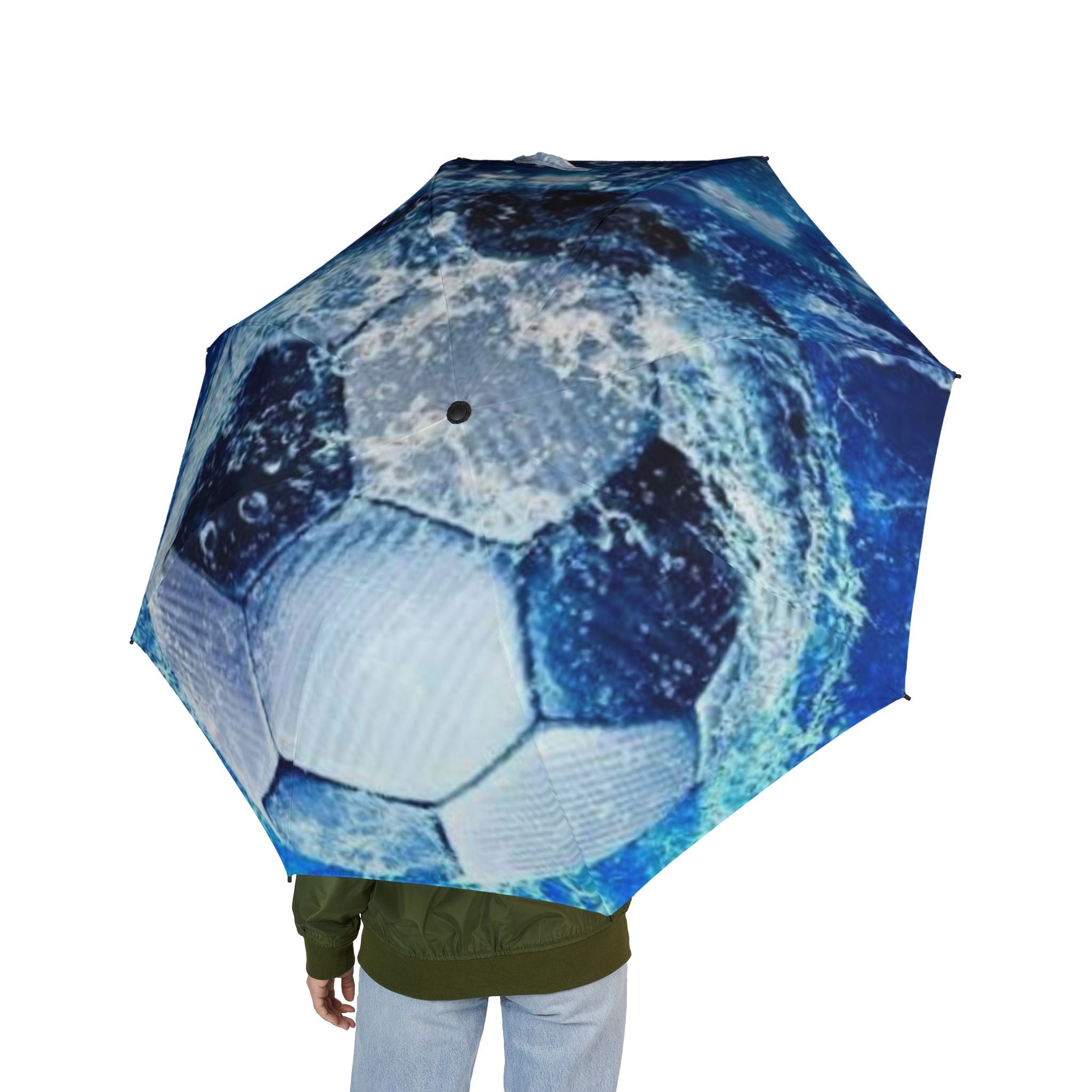 Soccer-Themed Semi-Automatic Umbrella - Perfect for Sports Fans, Rainy Days, Gifts, Outdoor Events, Football Lovers