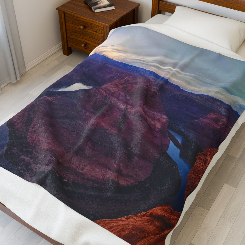 Scenic Velveteen Plush Blanket - Cozy Throw, Perfect Gift for Outdoor Lovers, Home Decor, Camping, Adventure, Sunset Vibe