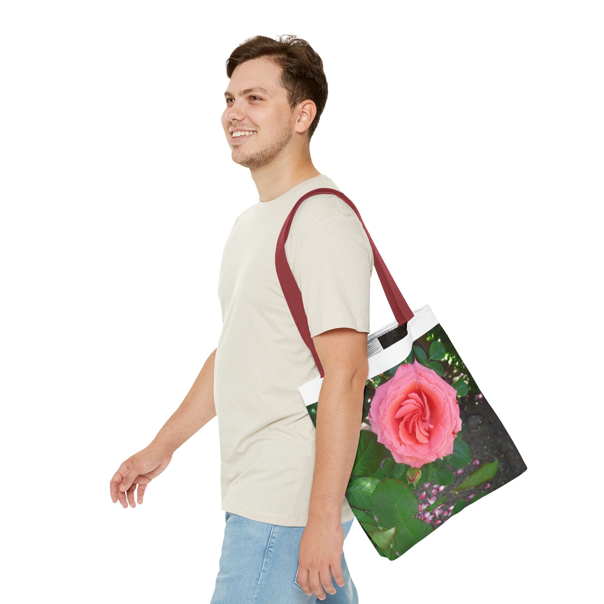 Floral Rose Tote Bag, Stylish Shopping Bag, Eco-Friendly Tote, Gift for Her, Summer Outing Accessory
