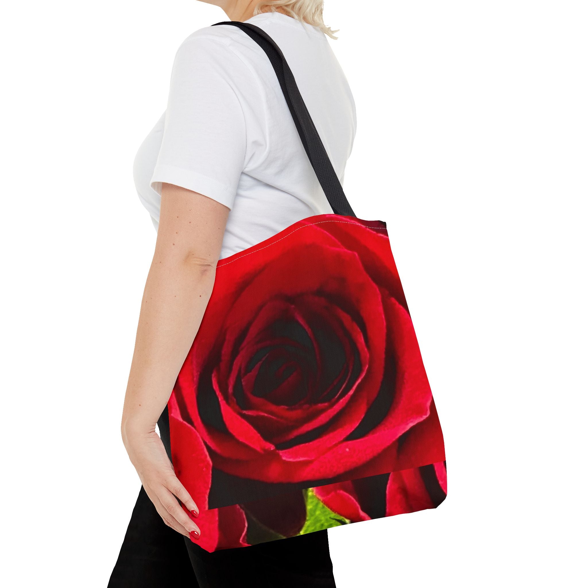 Romantic Floral Tote Bag, Stylish Grocery Bag, Perfect Gift for Mothers Day, Beach Tote, Everyday Use, AOP Red Rose Design