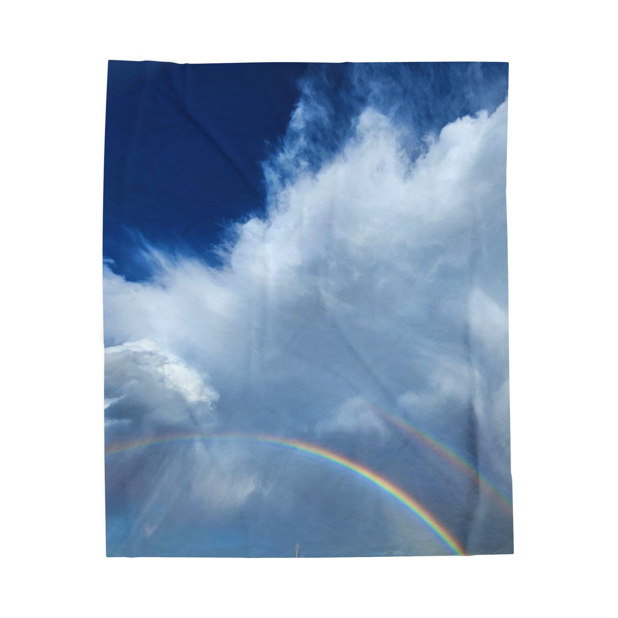 Rainbow Sky Velveteen Plush Blanket, Cozy Throw for Home Decor, Gift for Kids, Soft Blanket for All Seasons, Living Room Accent