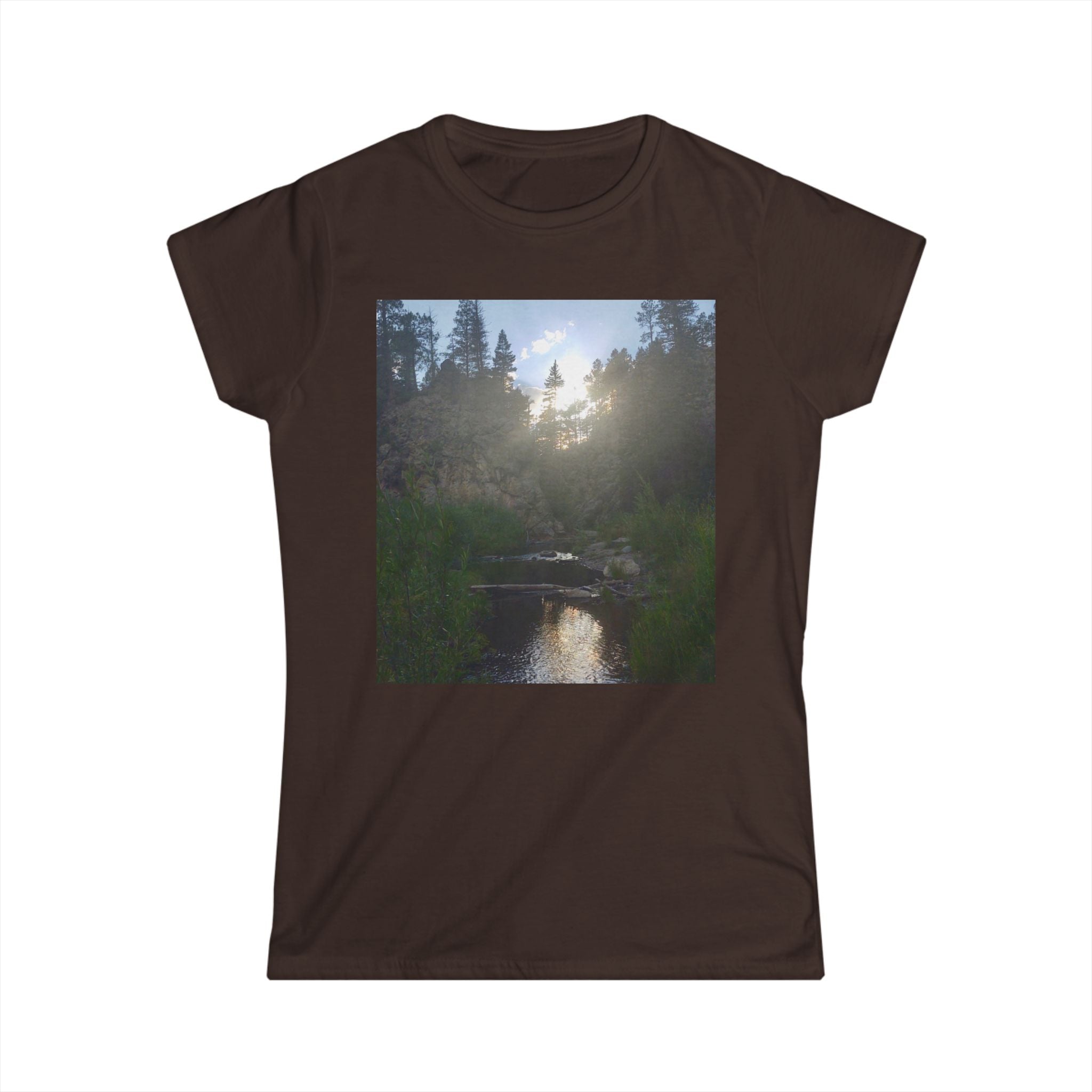 Nature-Inspired Women's Softstyle Tee, Outdoor T-Shirt, Relaxed Fit Top, Gift for Nature Lovers, Hiking Apparel, Casual Wear