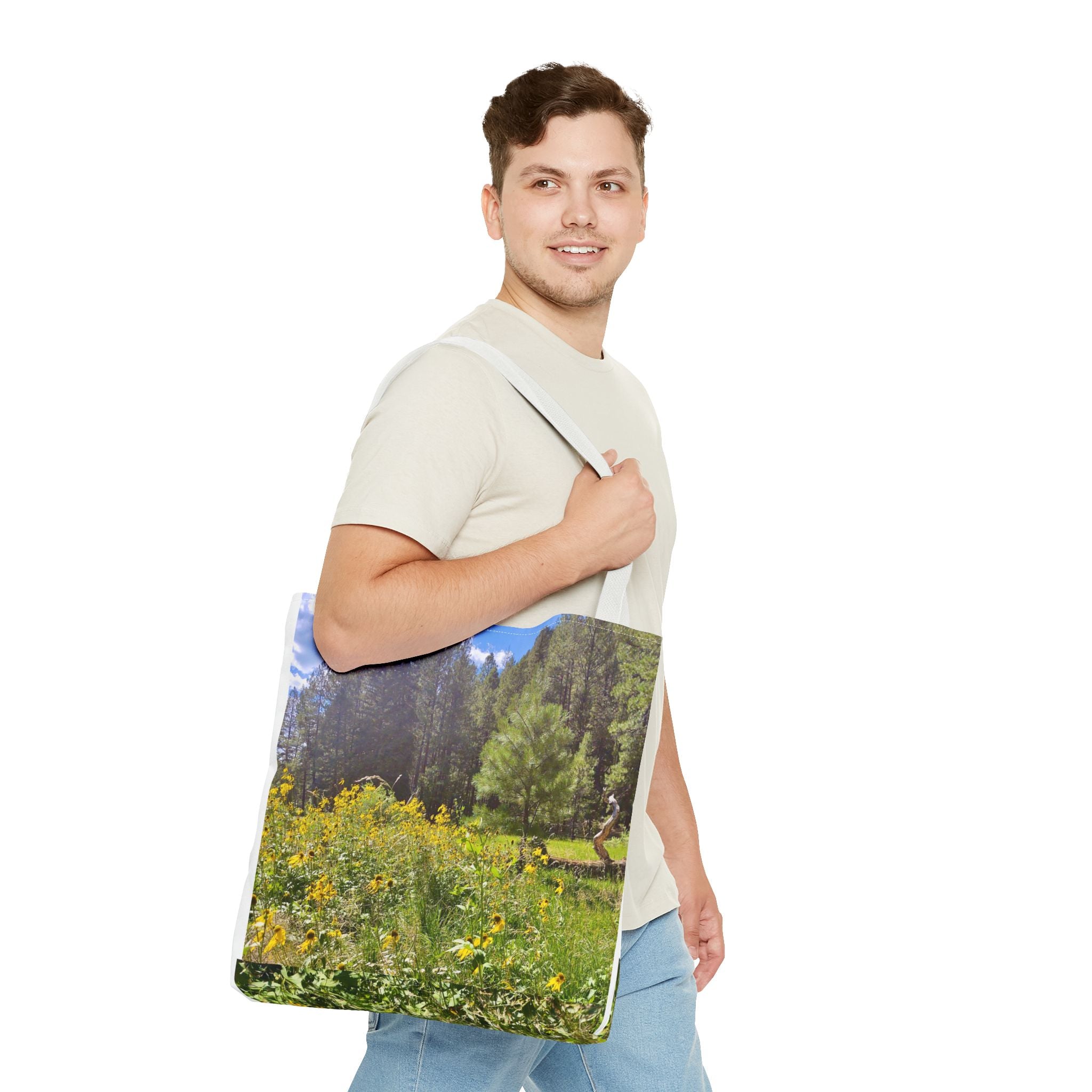 Nature-Inspired Tote Bag, Eco-Friendly Shopping Bag, Flower Print Purse, Gift for Nature Lovers, Summer Picnic Carrier