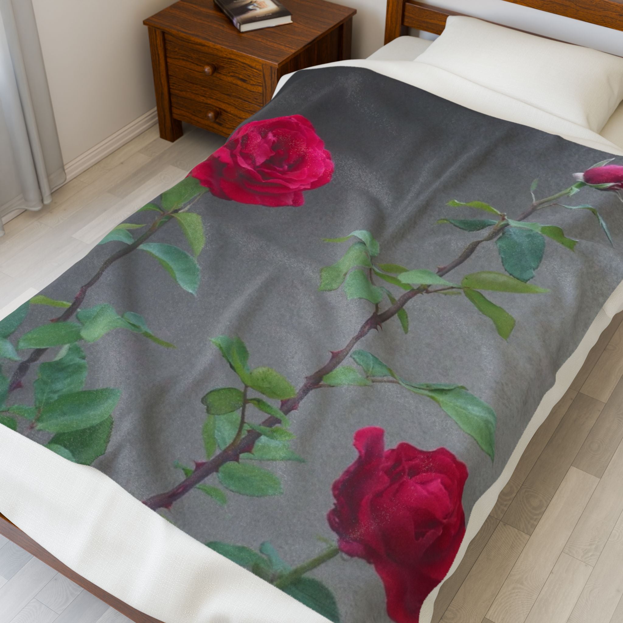 Cozy Floral Velveteen Plush Blanket | Soft Throw | Home Decor | Gift for Her, Valentine's Day, Anniversary, Wedding