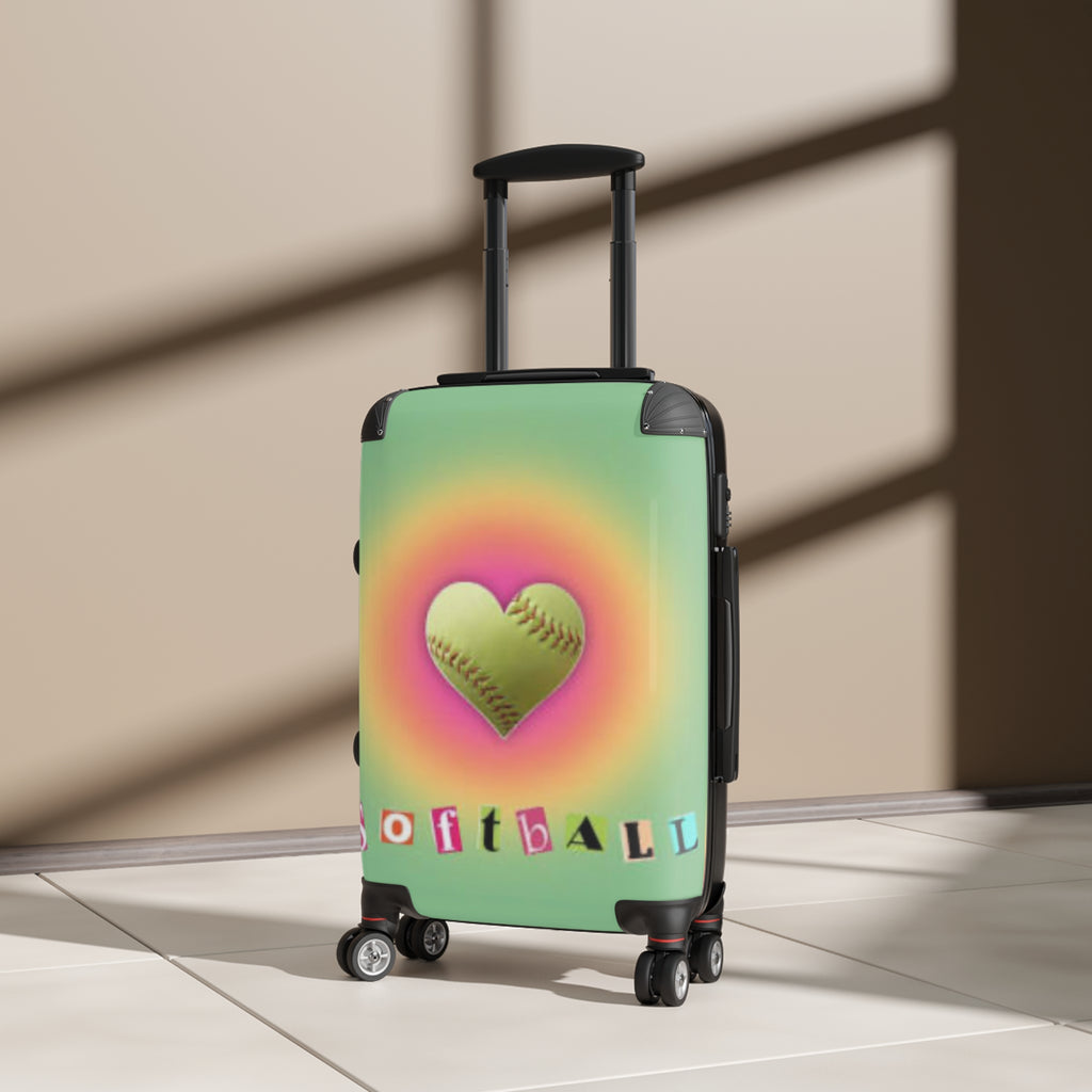 Heart Baseball Design Suitcase, Travel Luggage, Sports Gear, Unique Gift for Players, Softball Lover Travel Case