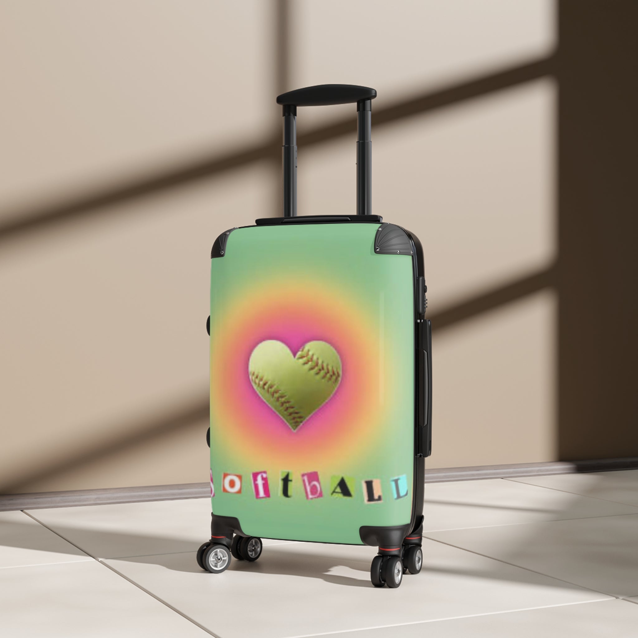 Heart Baseball Design Suitcase, Travel Luggage, Sports Gear, Unique Gift for Players, Softball Lover Travel Case