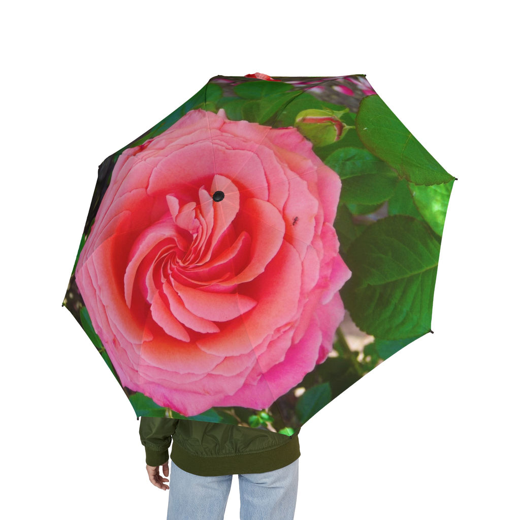 Charming Floral Umbrella, Semi-Automatic Rain Gear, Unique Gift for Her, Spring and Summer Essential, Flower Print Folding Umbrella