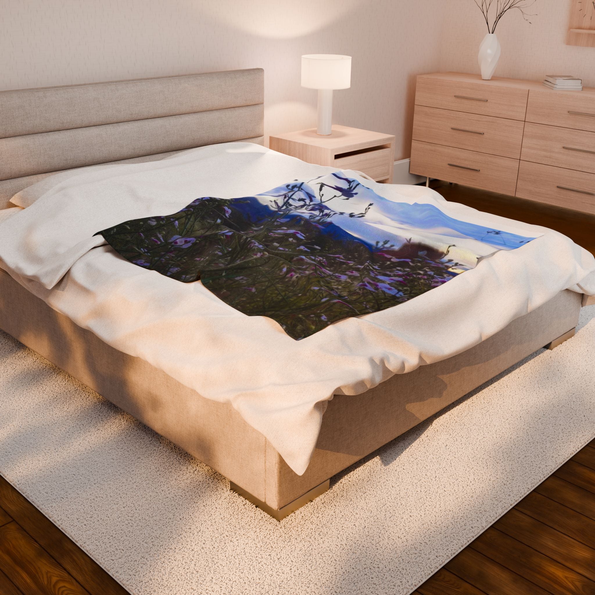 Cozy Floral Velveteen Blanket | Perfect for Home Decor, Gift for Friends, Cozy Nights, Flower Lovers, Soft Throw