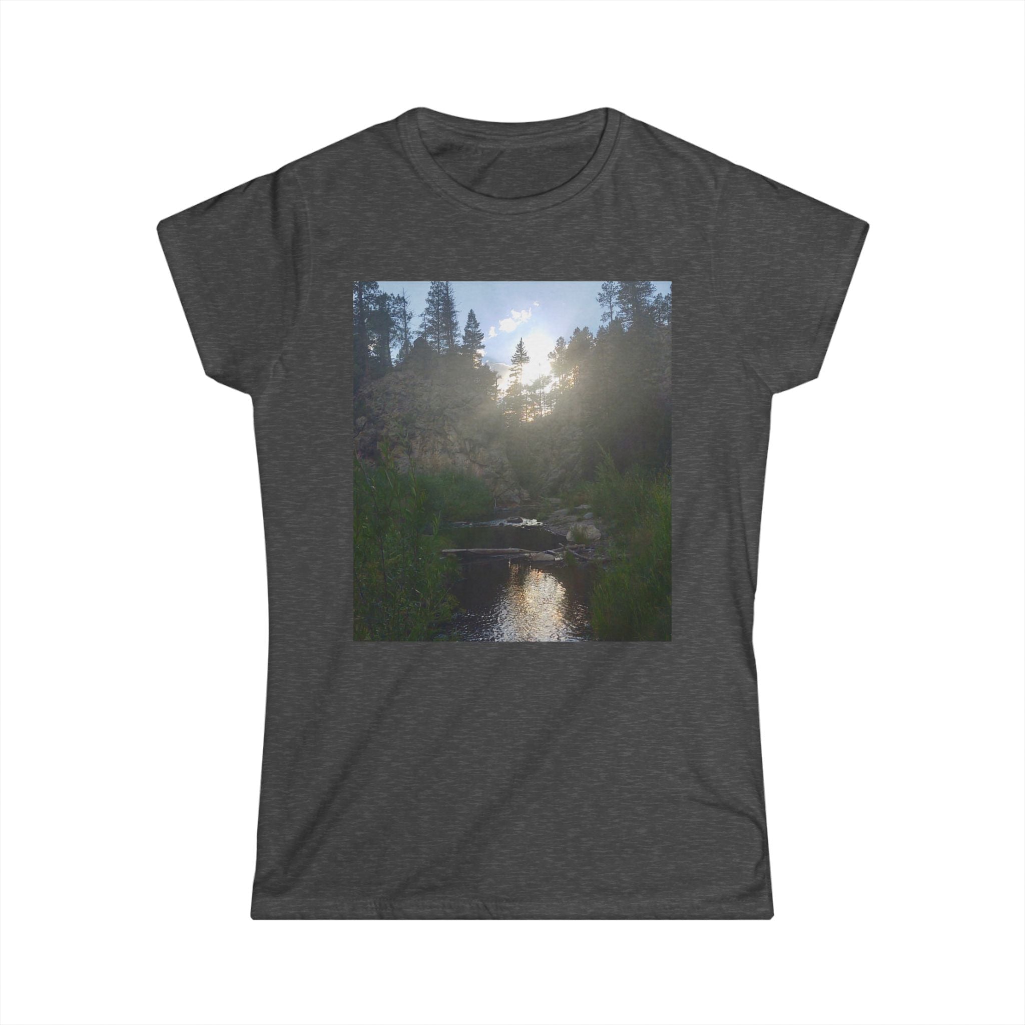 Nature-Inspired Women's Softstyle Tee, Outdoor T-Shirt, Relaxed Fit Top, Gift for Nature Lovers, Hiking Apparel, Casual Wear