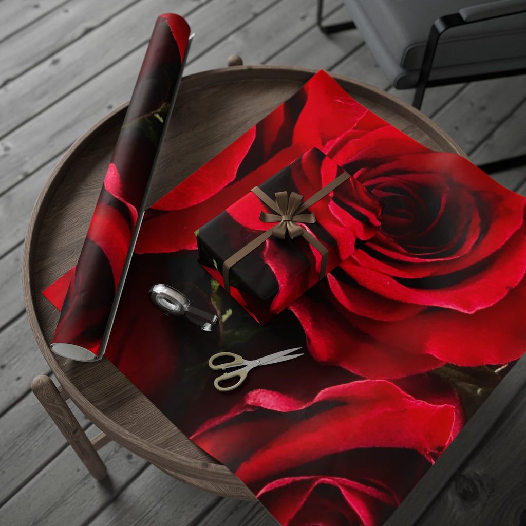 Elegant Floral Wrapping Paper Roll | Birthday, Wedding, Gift Wrap, Celebration, Red Roses