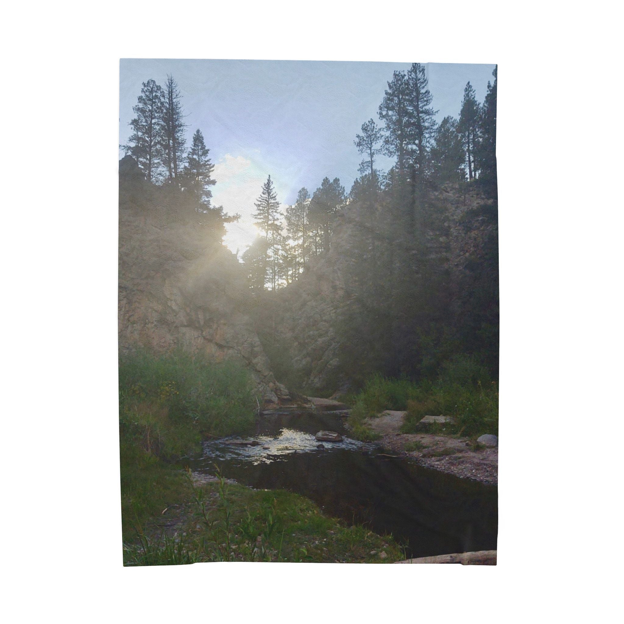 Cozy Nature Scene Velveteen Plush Blanket, Soft Throw Blanket, Warm Home Decor, Gift for Nature Lovers, Camping Blanket, Outdoor Blanket