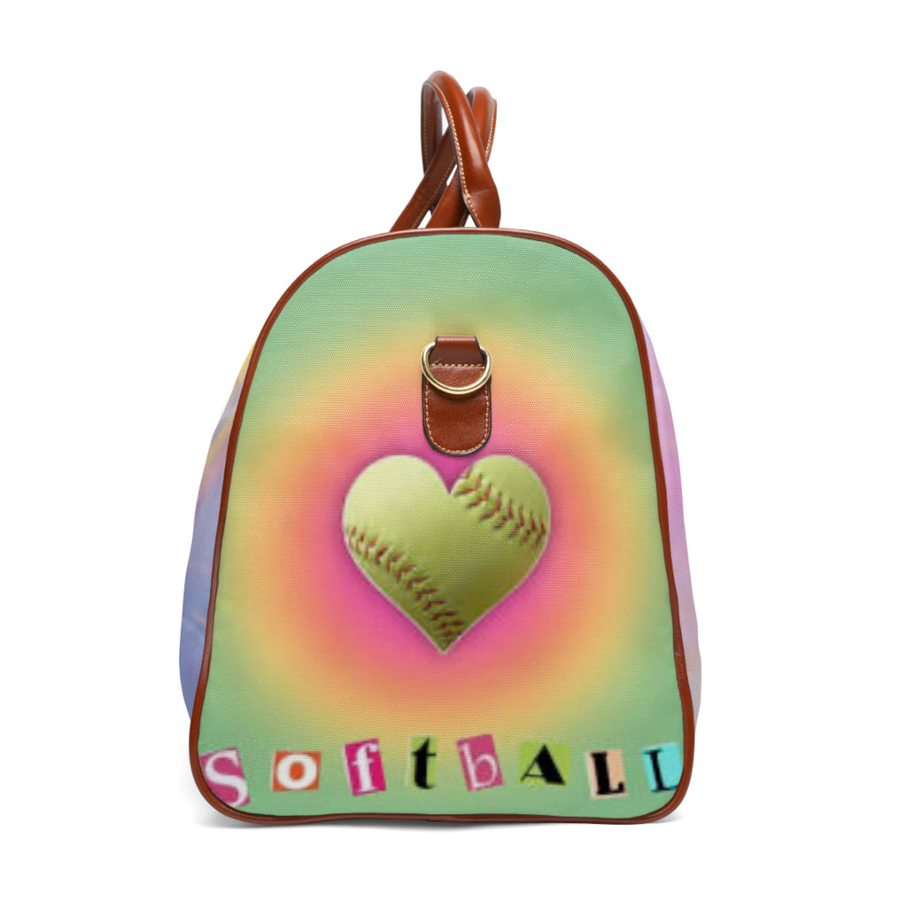 Colorful Softball Waterproof Travel Bag, Sports Gear, Weekend Getaway, Athlete Gift, Gym Bag, Vacation Accessory