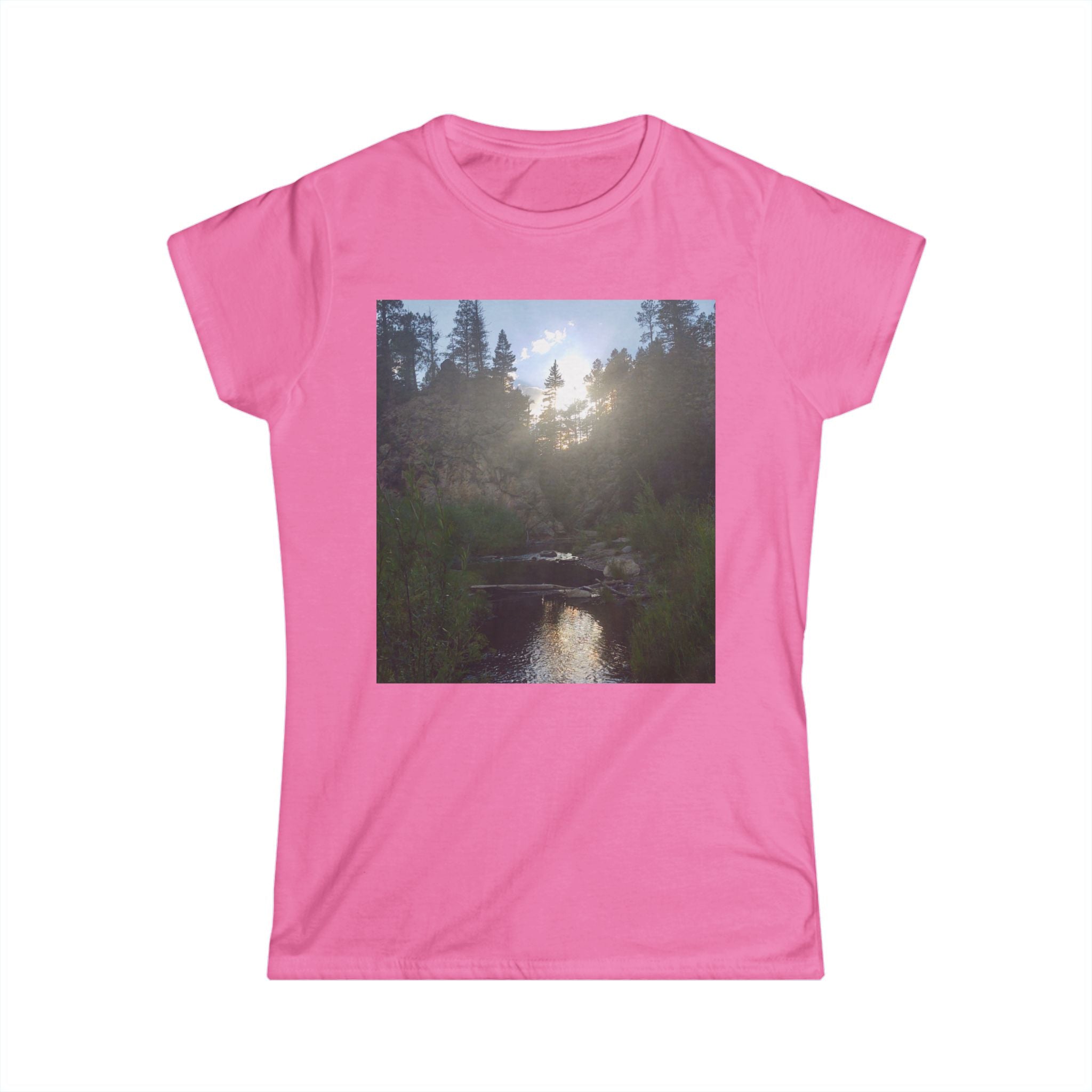 Nature-Inspired Women's Softstyle Tee, Outdoor T-Shirt, Relaxed Fit Top, Gift for Nature Lovers, Hiking Apparel, Casual Wear
