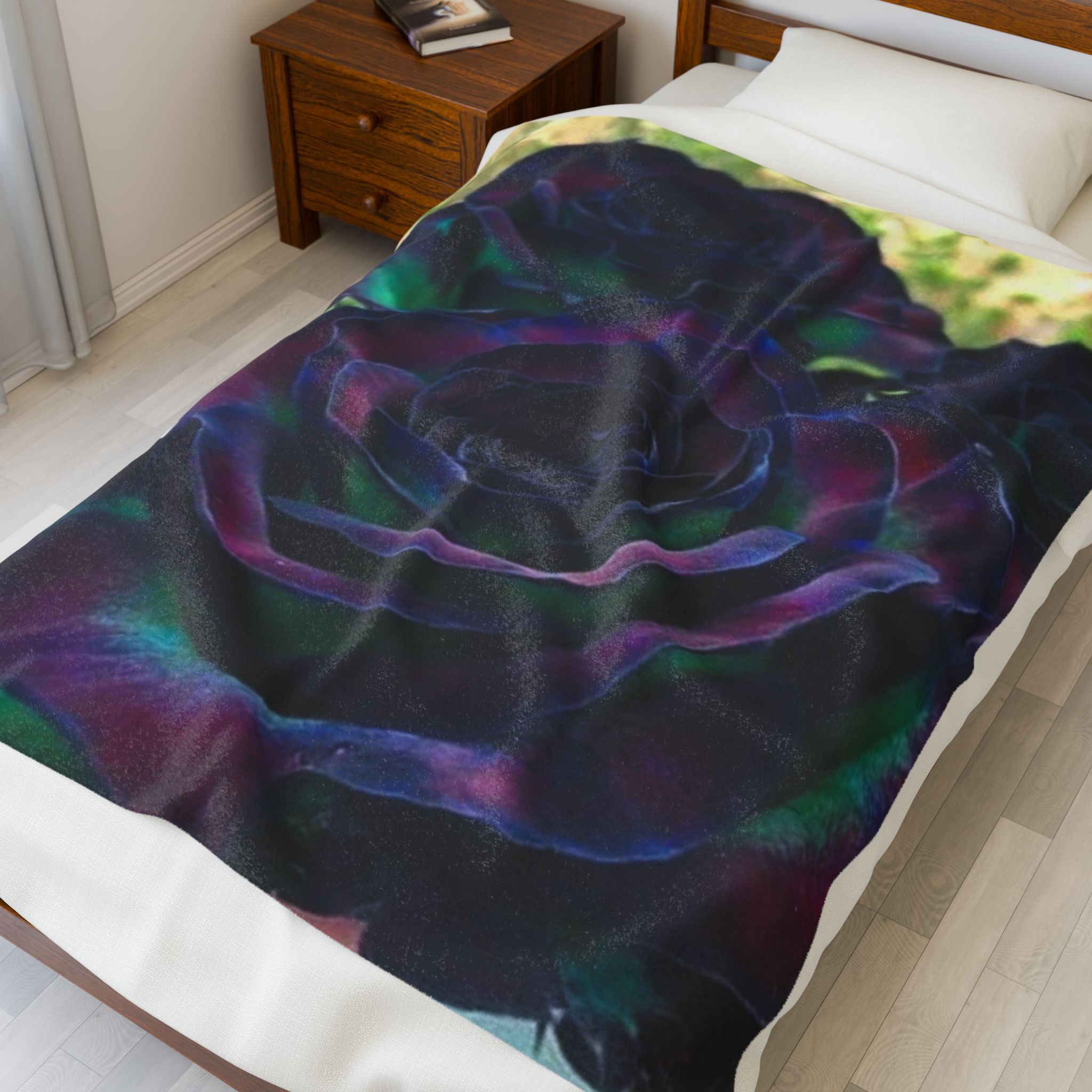 Elegant Rose Velveteen Plush Blanket | Cozy Decorative Throw, Gift for Her, Home Decor, Wedding Present, Soft Floral Blanket