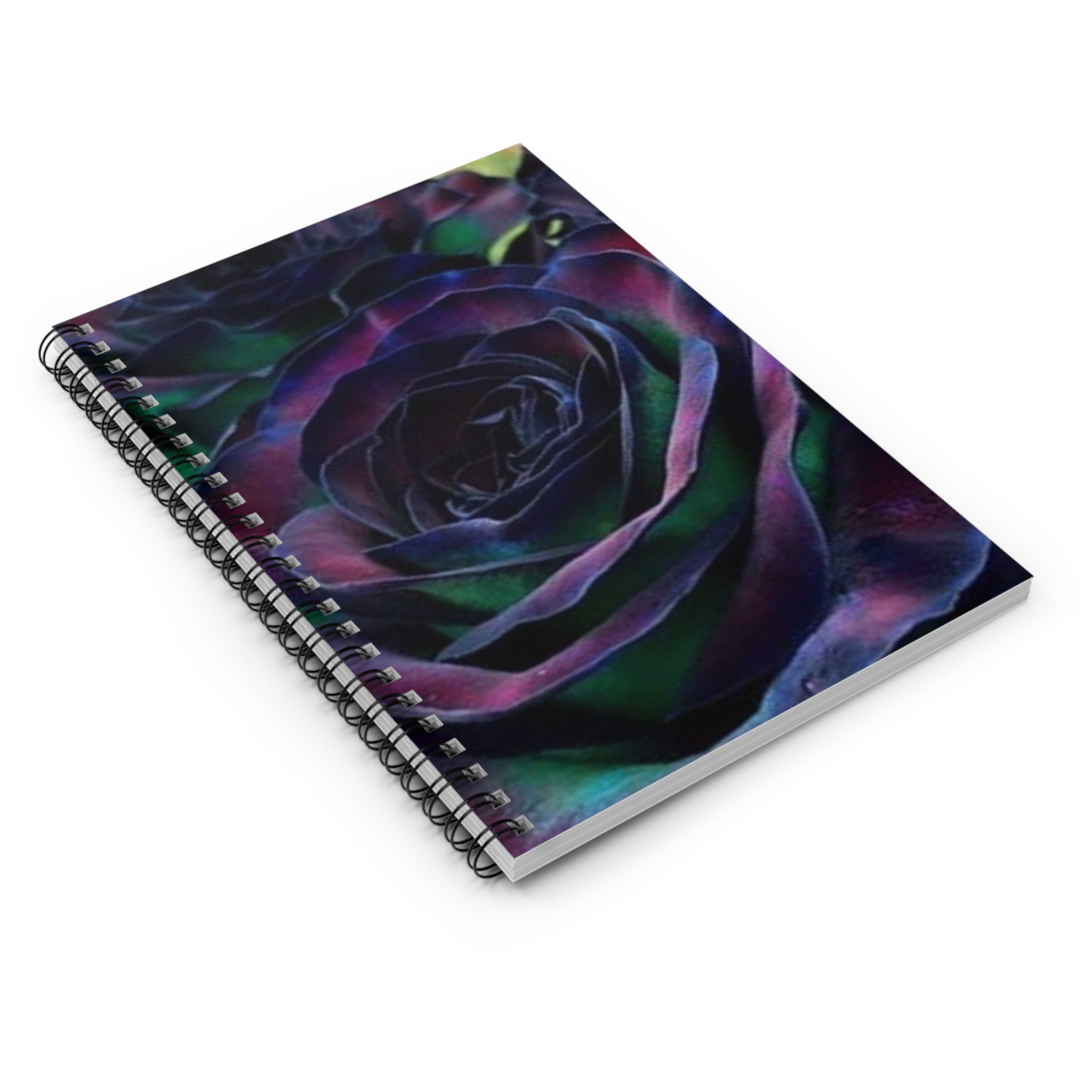 Dark Floral Spiral Notebook - Ruled Line, Journal, Stationery, Gifts for Writers, Rose Design Notebook, Academic Planner, Art Lovers
