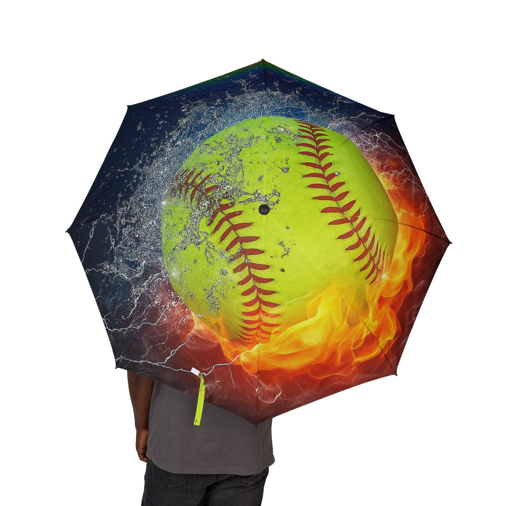 Bold Sporty Umbrella - Perfect for Softball Lovers, Unique Gift, Rainy Days, Outdoor Events, Vibrant Sunfire Design