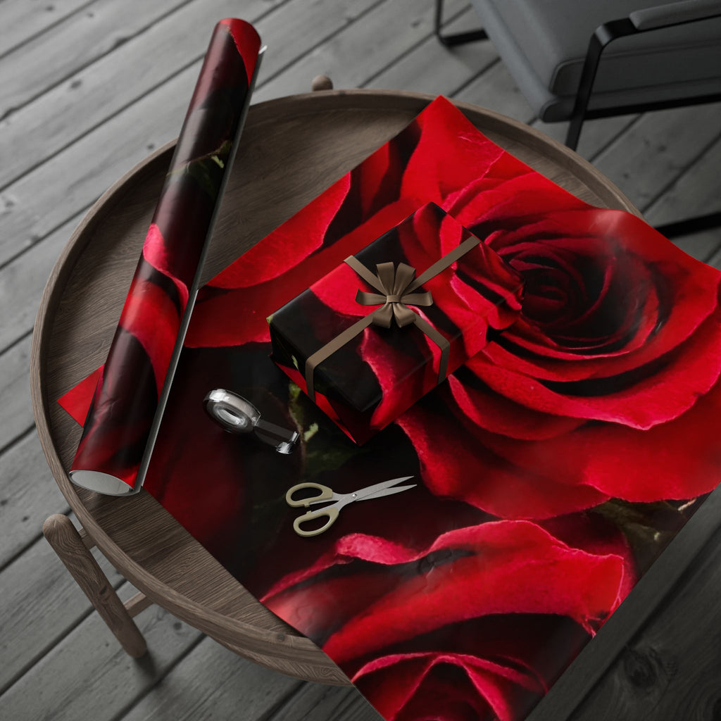 Elegant Floral Wrapping Paper Roll | Birthday, Wedding, Gift Wrap, Celebration, Red Roses