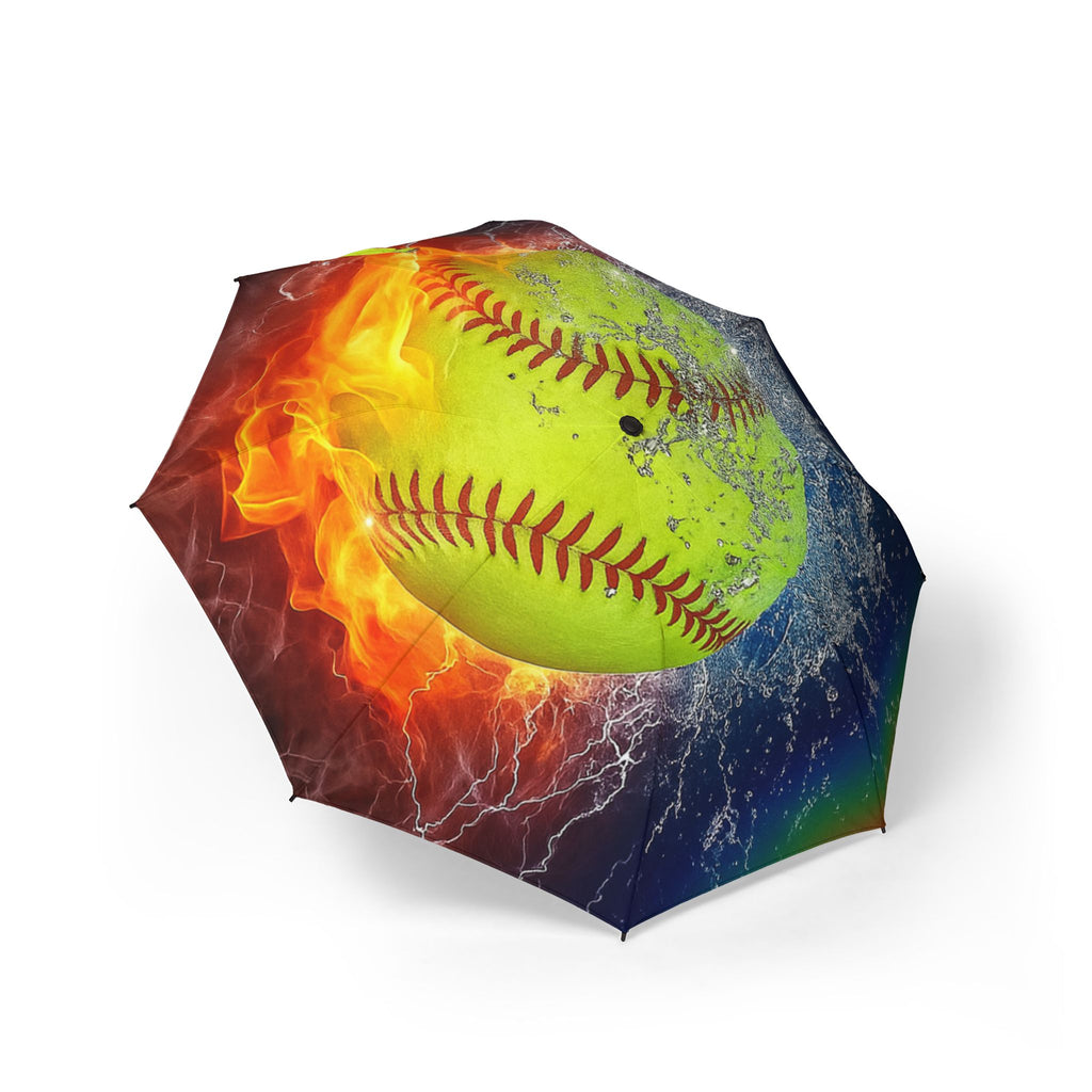 Bold Sporty Umbrella - Perfect for Softball Lovers, Unique Gift, Rainy Days, Outdoor Events, Vibrant Sunfire Design