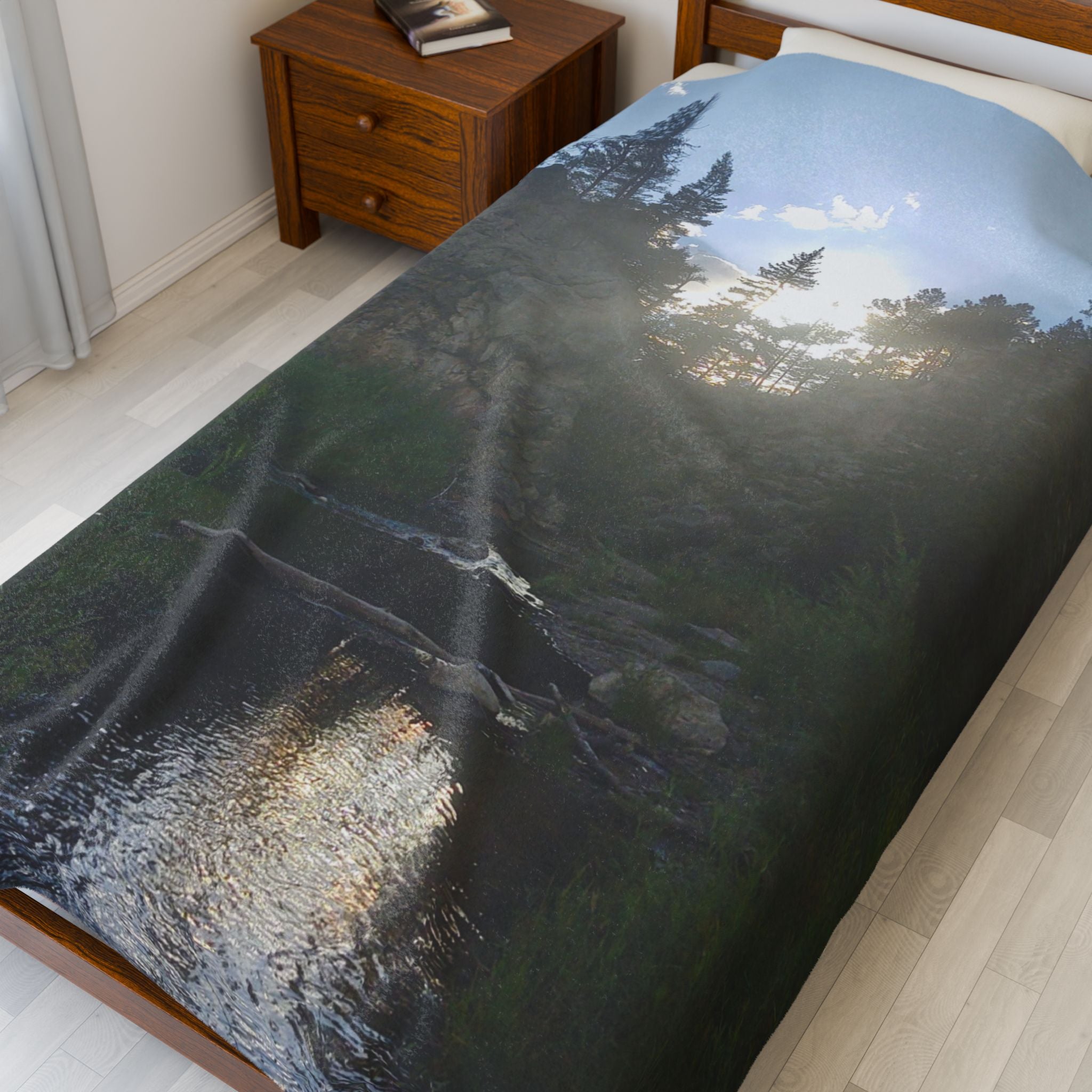 Serene Nature-Inspired Velveteen Plush Blanket, Cozy Throw, Soft Bedding, Scenic Blanket, Gift for Nature Lovers, Home Decor, Camping [...]