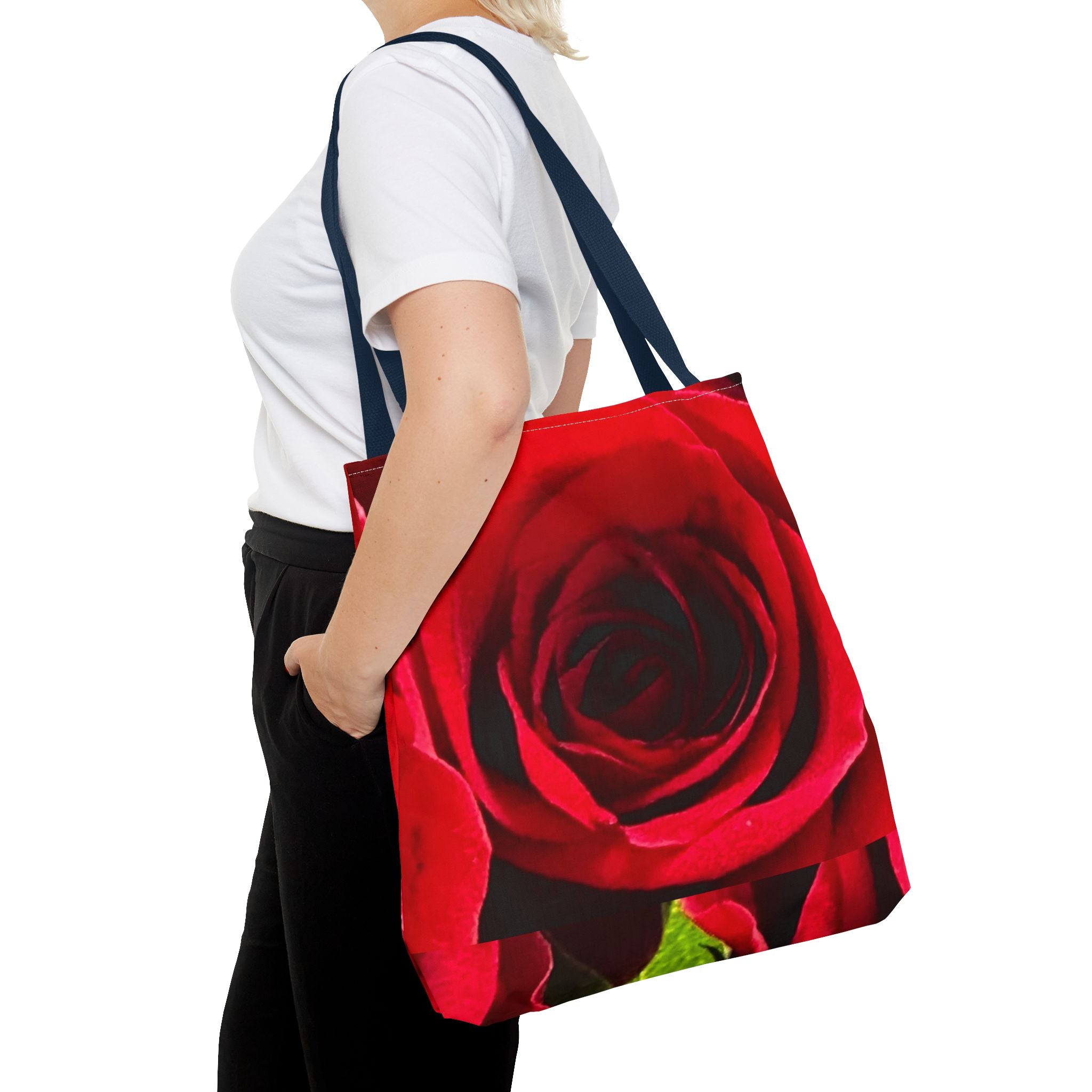 Romantic Floral Tote Bag, Stylish Grocery Bag, Perfect Gift for Mothers Day, Beach Tote, Everyday Use, AOP Red Rose Design