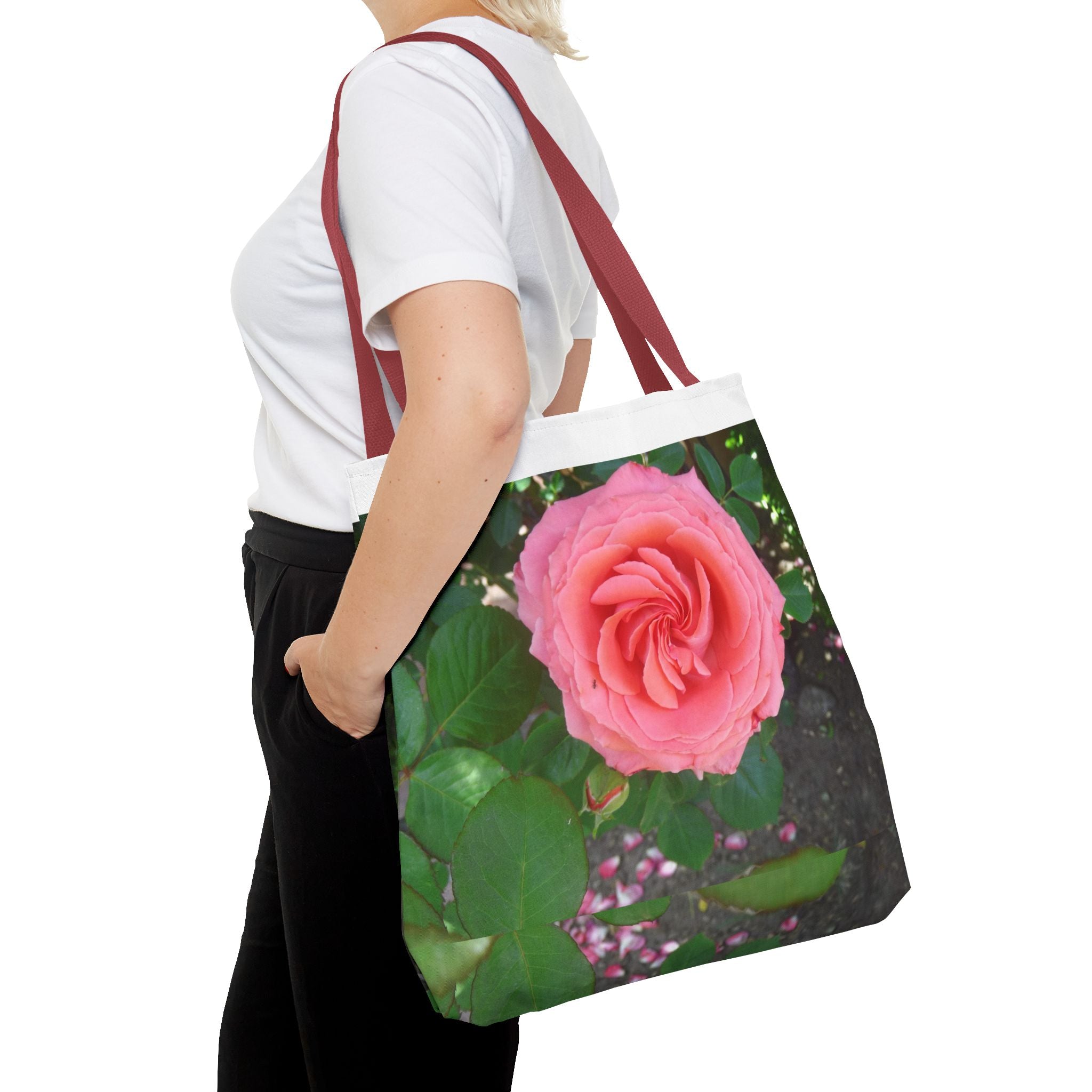 Floral Rose Tote Bag, Stylish Shopping Bag, Eco-Friendly Tote, Gift for Her, Summer Outing Accessory